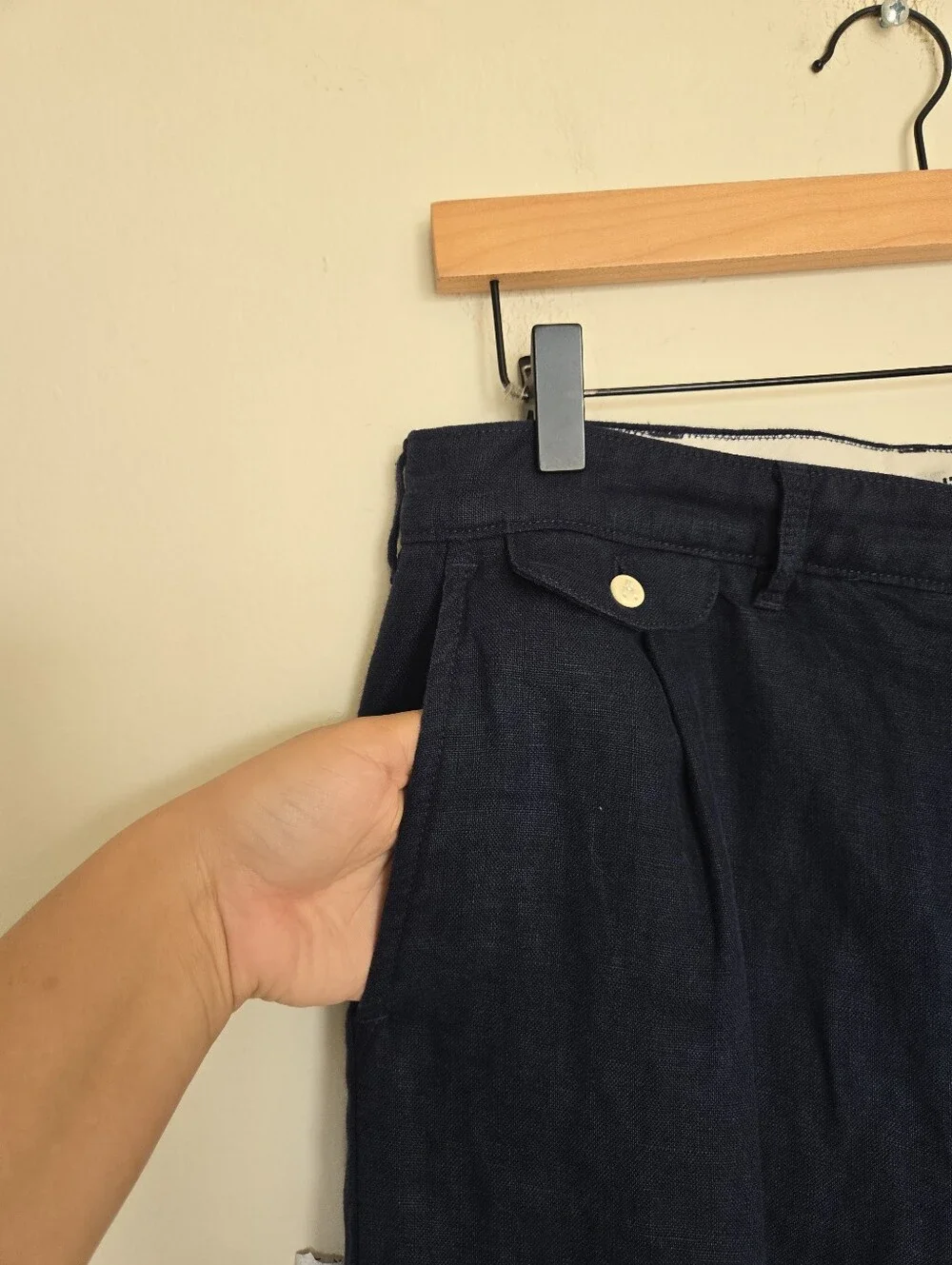 Alex Mill Linen 100% Navy Blue Standard Pleated 100% Linen Pants Men's Size 31
